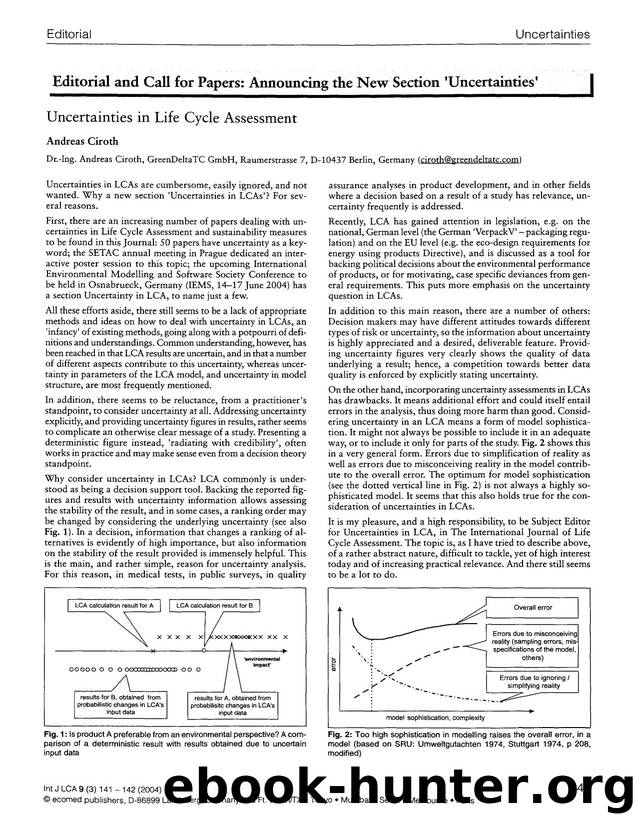 Uncertainties in life cycle assessment by Unknown