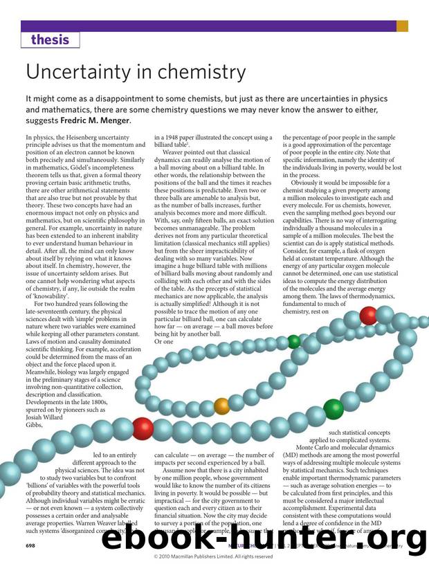 Uncertainty in chemistry by Fredric M. Menger