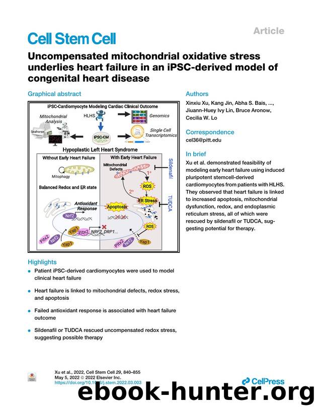 Uncompensated mitochondrial oxidative stress underlies heart failure in an iPSC-derived model of congenital heart disease by unknow