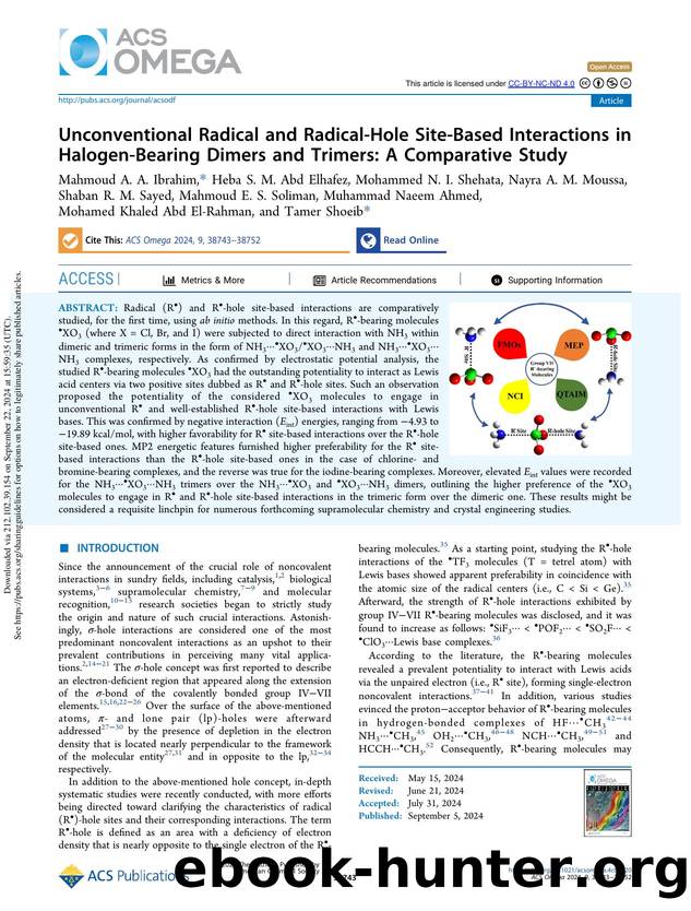 Unconventional Radical and Radical-Hole Site-Based Interactions in Halogen-Bearing Dimers and Trimers: A Comparative Study by unknow