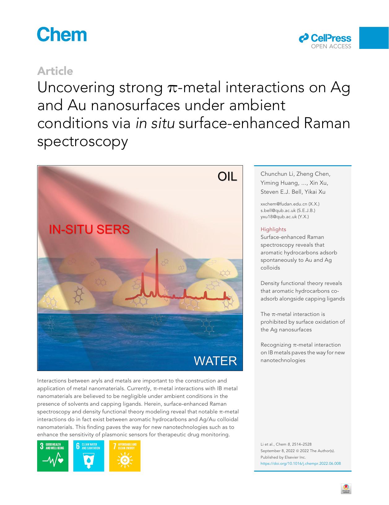 Uncovering strong &pi;-metal interactions on Ag and Au nanosurfaces under ambient conditions via in situ surface-enhanced Raman spectroscopy by unknow