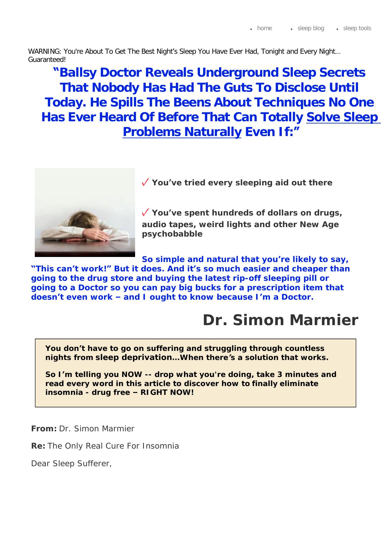 Underground Sleep Secrets And Natural Solutions. by Best of Kuszter's Collection