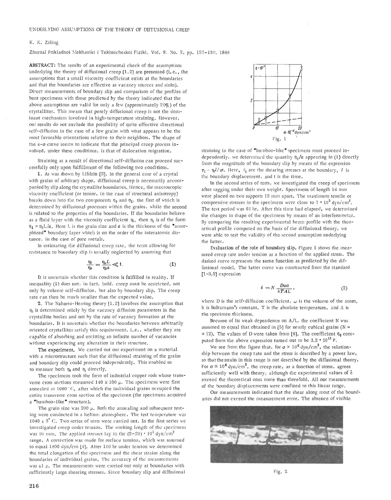 Underlying assumptions of the theory of diffusional creep by Unknown