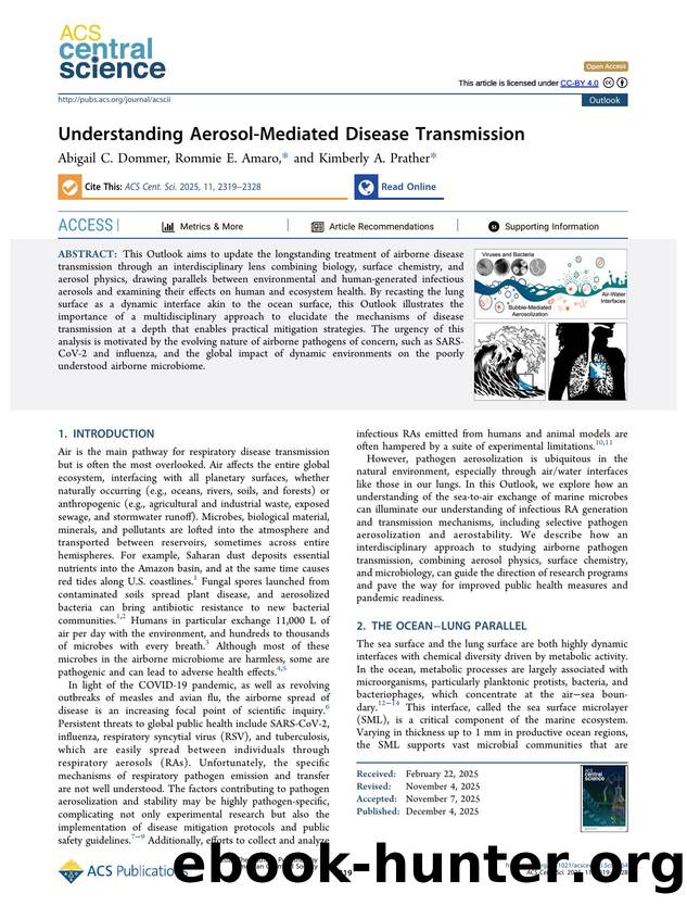 Understanding Aerosol-Mediated Disease Transmission by Abigail C. Dommer & Rommie E. Amaro & Kimberly A. Prather