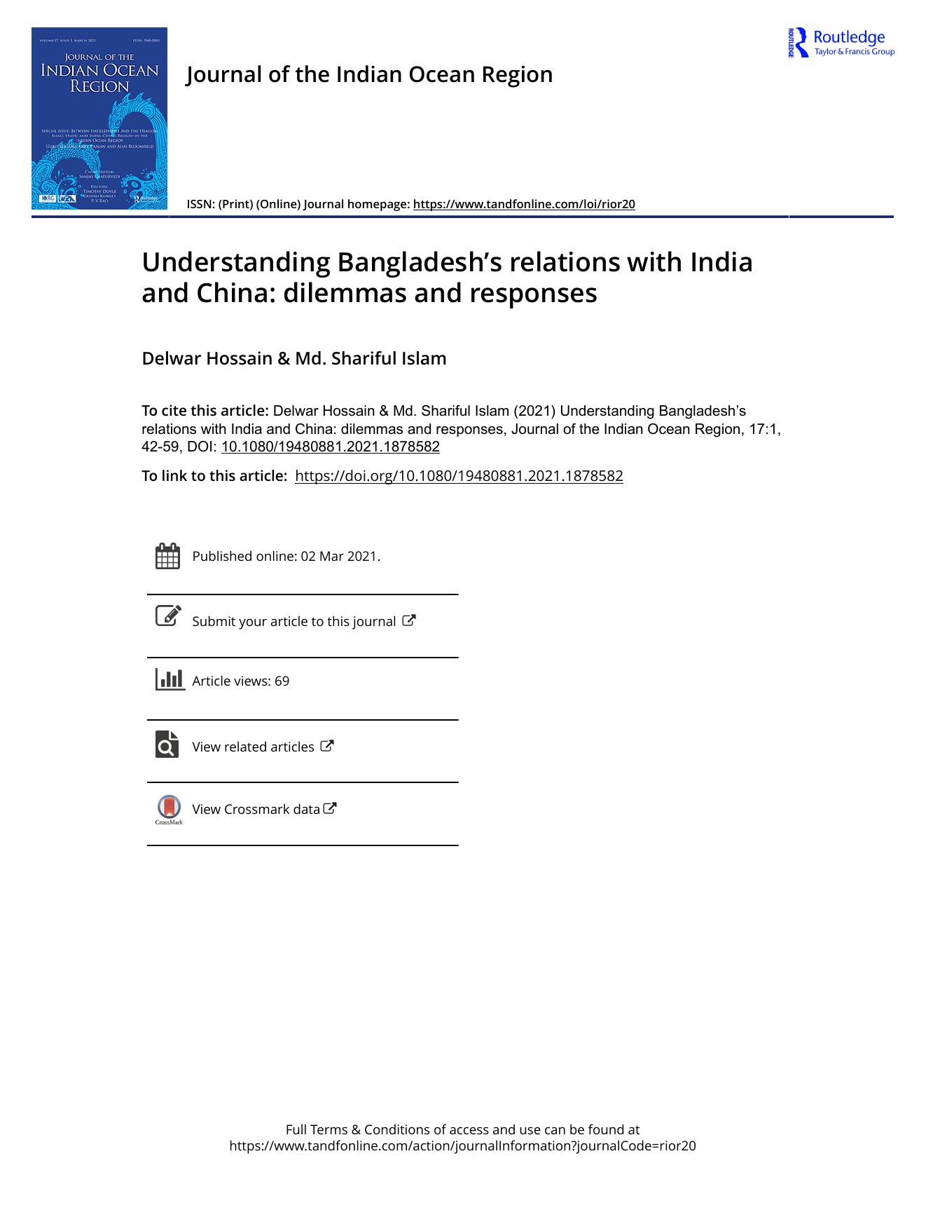 Understanding Bangladesh's relations with India and China by Md. Shariful Islam