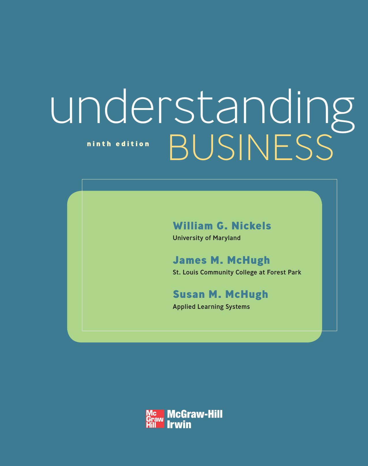 Understanding Business by William Nickels James Mchugh Susan Mchugh