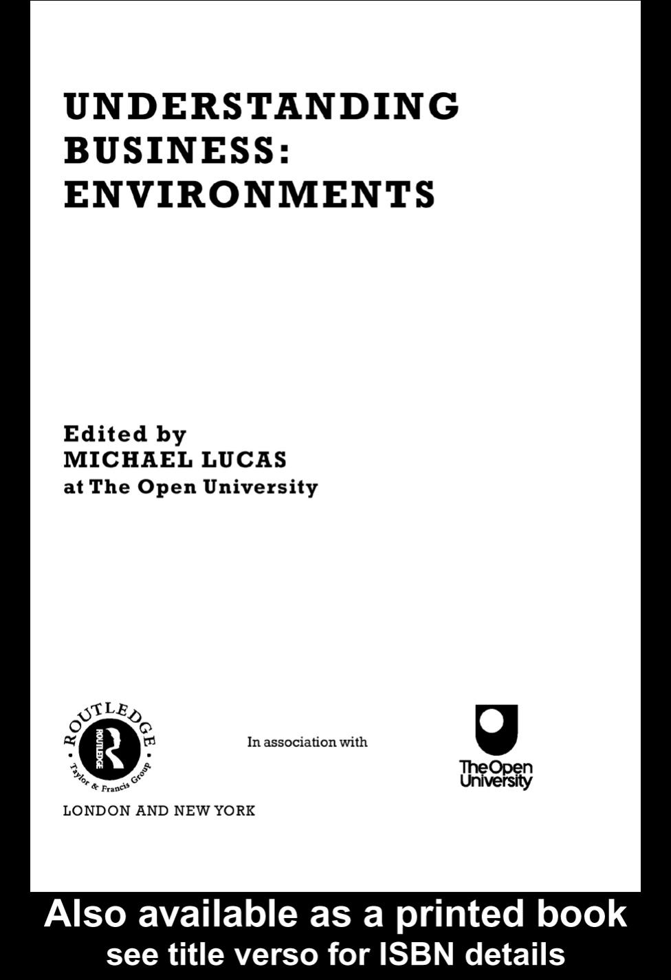 Understanding Business: Environments (Understanding Business Behaviour) by Michael Lucas