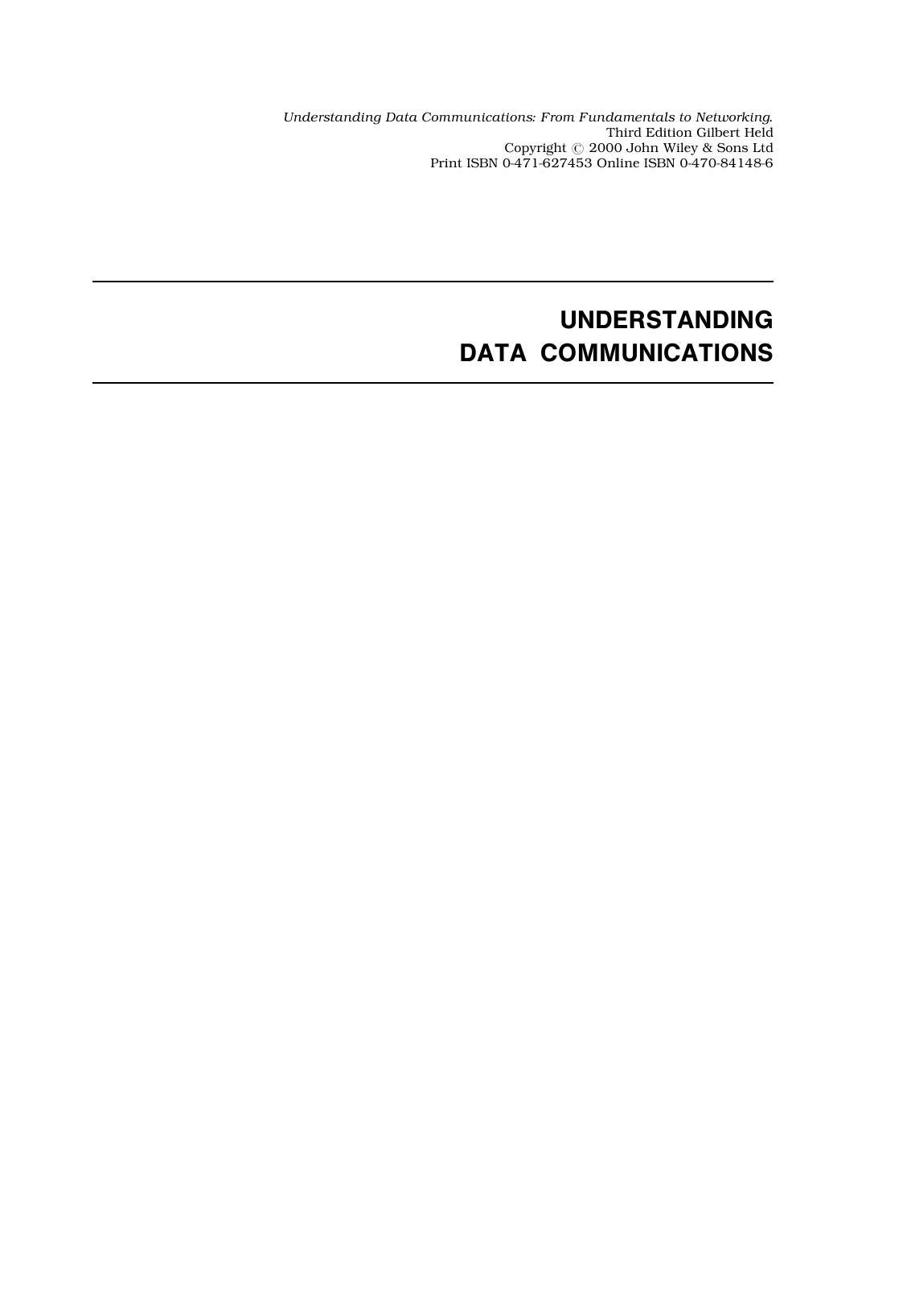 Understanding Data Communications: From Fundamentals to Networking, Third Edition by Gilbert Held(auth.)