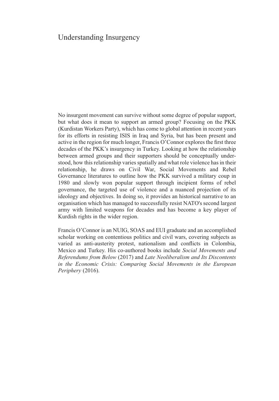 Understanding Insurgency: Popular Support for the PKK in Turkey by Francis O'Connor