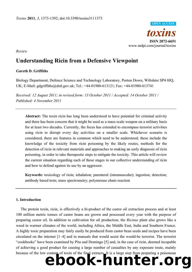 Understanding Ricin from a Defensive Viewpoint by Gareth D. Griffiths