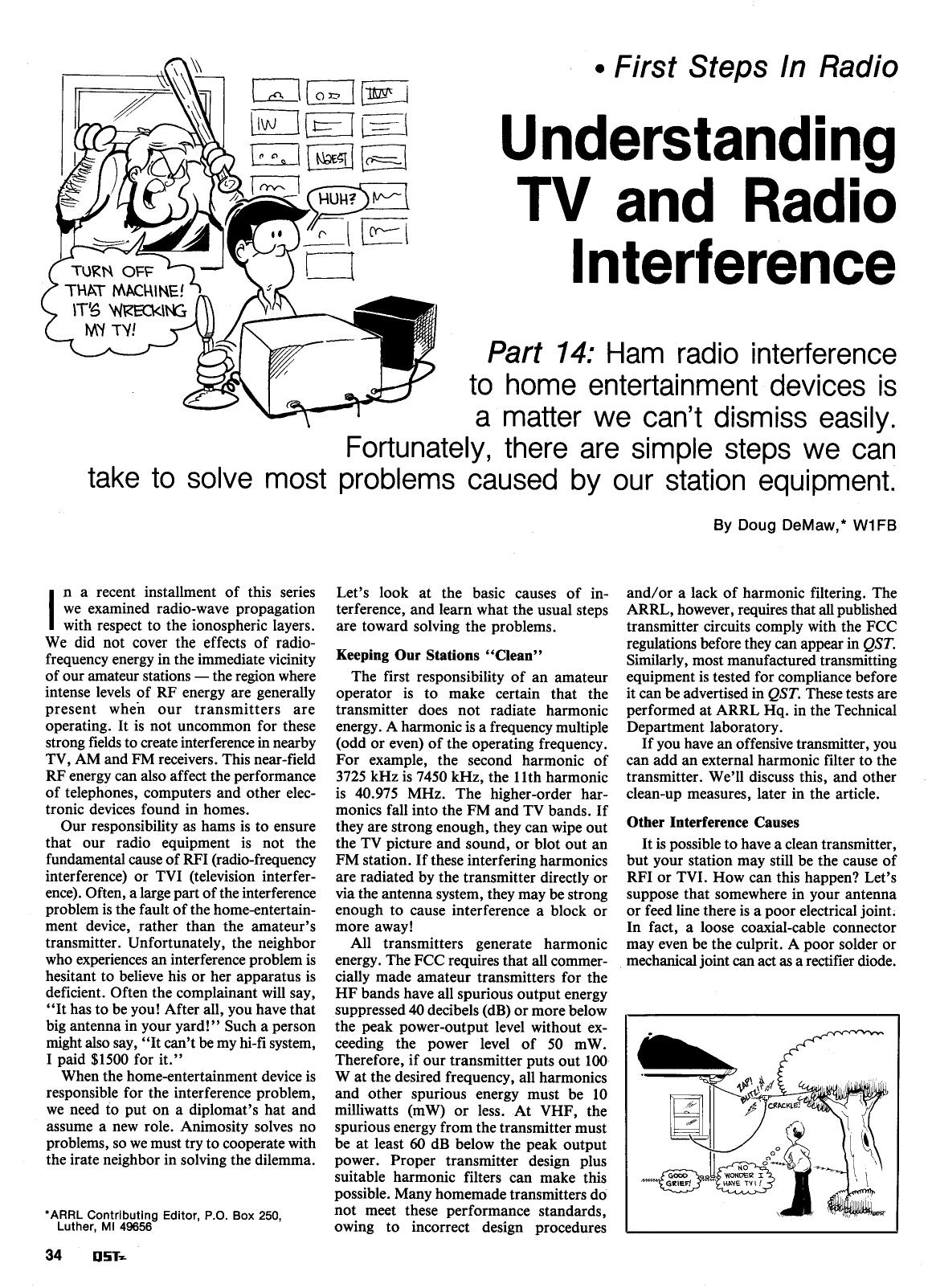 Understanding TV and Radio Interference by QST Magazine Part 14 -- Understanding TV & Radio Interference