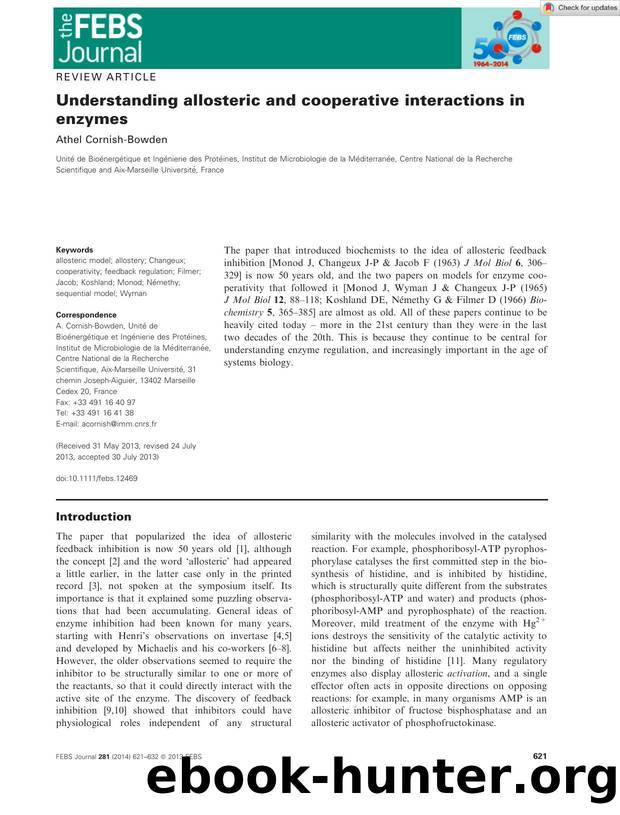 Understanding allosteric and cooperative interactions in enzymes by Unknown