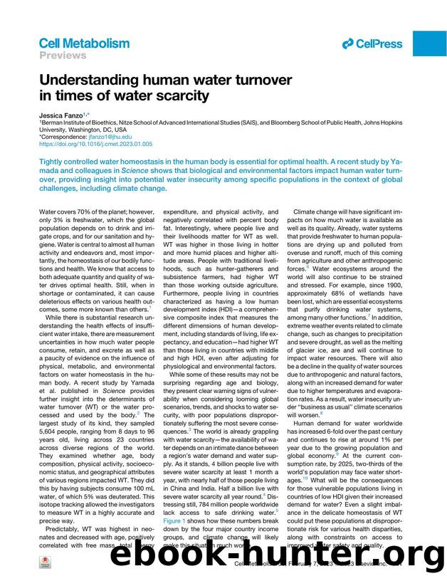 Understanding human water turnover in times of water scarcity by Jessica Fanzo