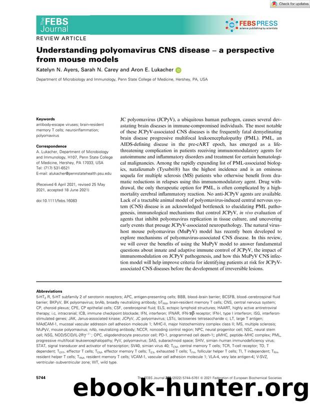 Understanding polyomavirus CNS disease â a perspective from mouse models by Unknown