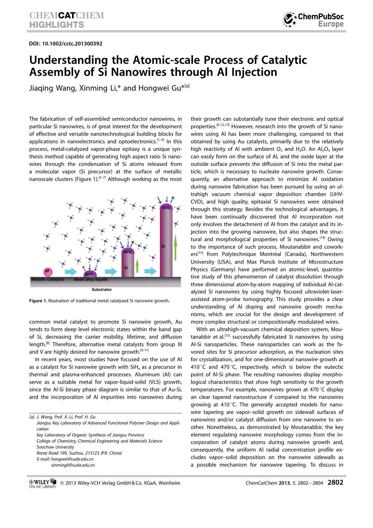 Understanding the Atomicscale Process of Catalytic Assembly of Si Nanowires through Al Injection by Unknown