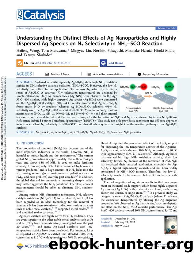 Understanding the Distinct Effects of Ag Nanoparticles and Highly Dispersed Ag Species on N2 Selectivity in NH3âSCO Reaction by unknow