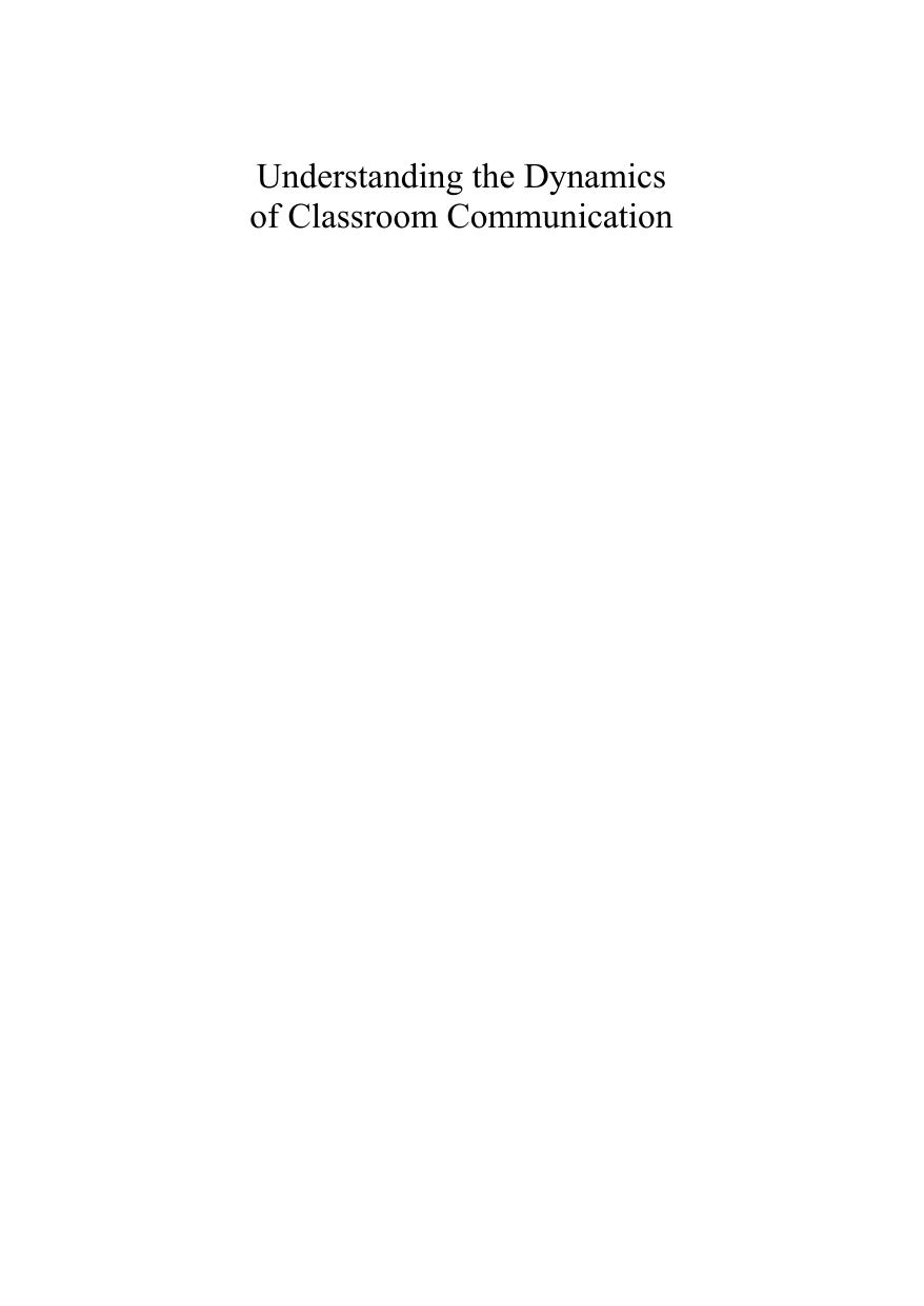 Understanding the Dynamics of Classroom Communication by Sungbae Ko