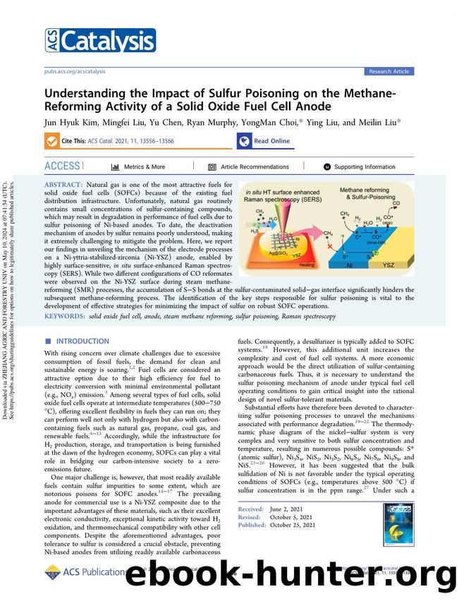 Understanding the Impact of Sulfur Poisoning on the Methane-Reforming Activity of a Solid Oxide Fuel Cell Anode by Jun Hyuk Kim Mingfei Liu Yu Chen Ryan Murphy YongMan Choi Ying Liu & Meilin Liu