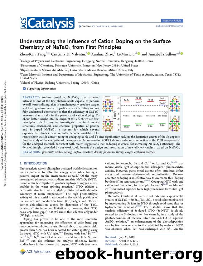 Understanding the Influence of Cation Doping on the Surface Chemistry of NaTaO3 from First Principles by Zhen-Kun Tang Cristiana Di Valentin Xunhua Zhao Li-Min Liu & Annabella Selloni