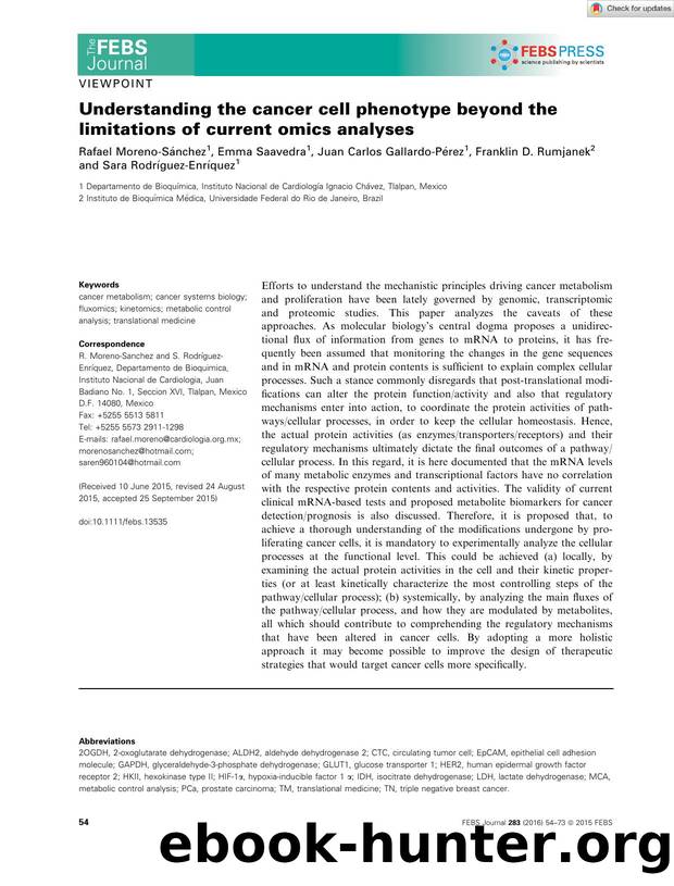 Understanding the cancer cell phenotype beyond the limitations of current omics analyses by Unknown