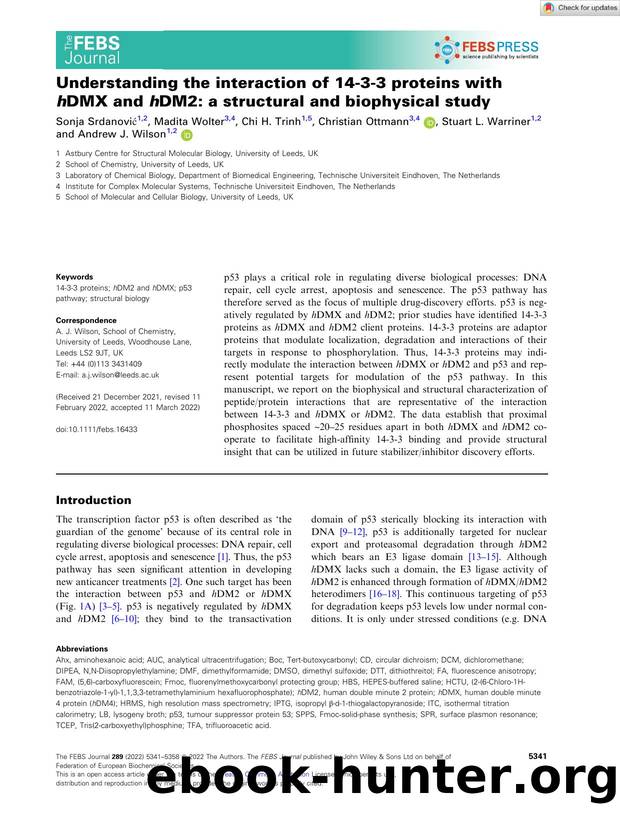 Understanding the interaction of 14â3â3 proteins with hDMX and hDM2: a structural and biophysical study by Unknown