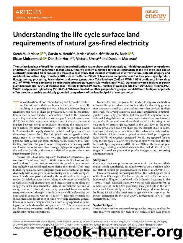 Understanding the life cycle surface land requirements of natural gas-fired electricity by unknow