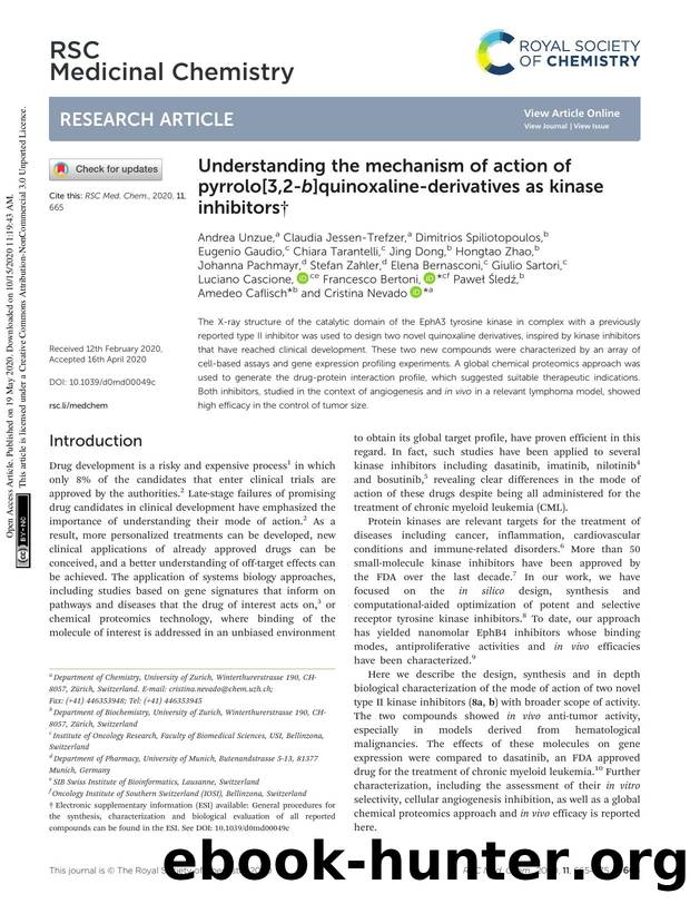 Understanding the mechanism of action of pyrrolo[3,2-b]quinoxaline-derivatives as kinase inhibitors by unknow