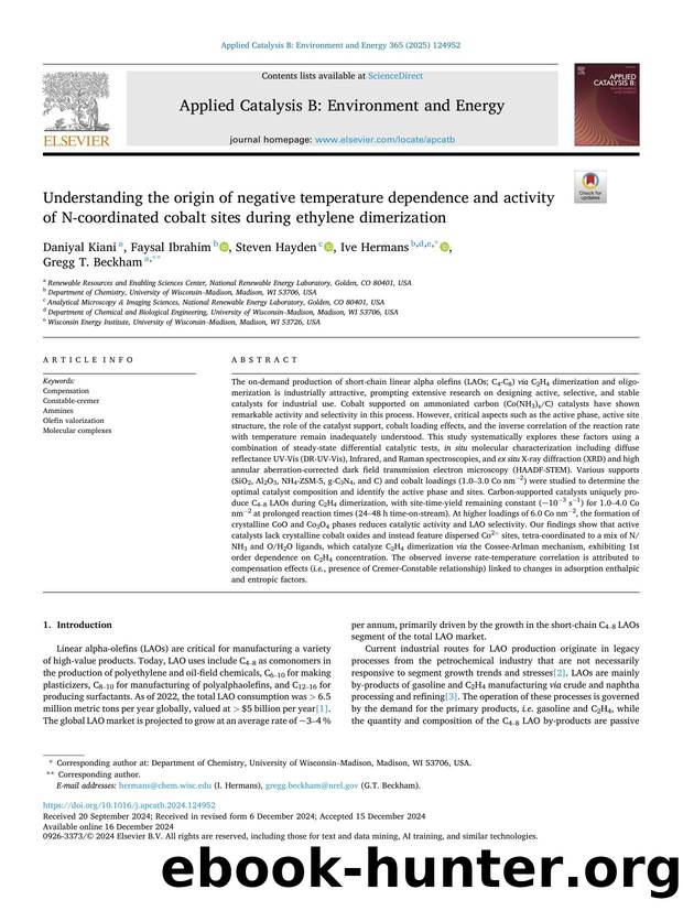 Understanding the origin of negative temperature dependence and activity of N-coordinated cobalt sites during ethylene dimerization by Daniyal Kiani & Faysal Ibrahim & Steven Hayden & Ive Hermans & Gregg T. Beckham