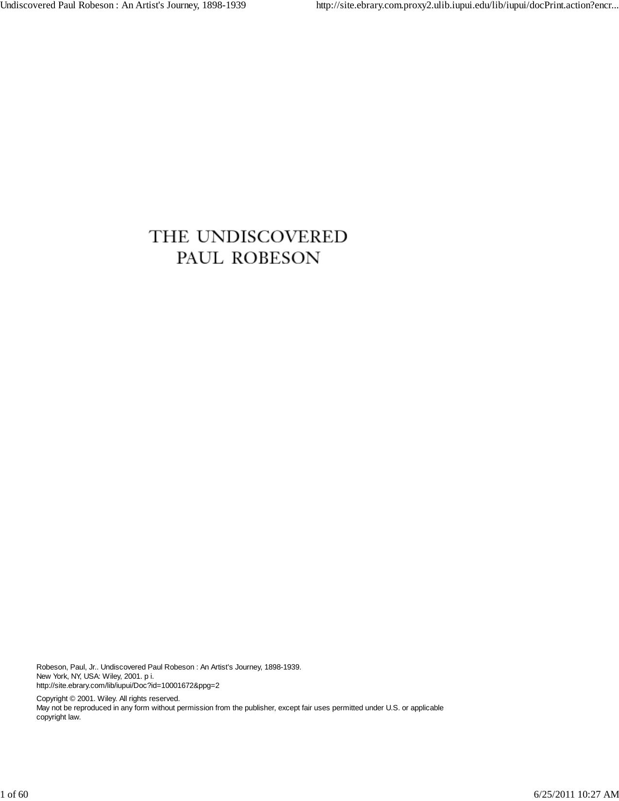 Undiscovered Paul Robeson : An Artist's Journey, 1898-1939 by knights of imhotep