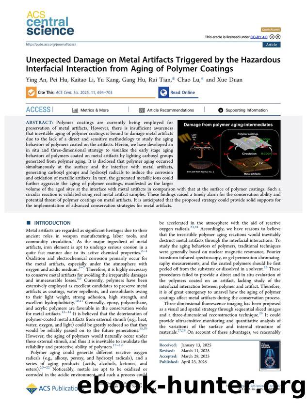 Unexpected Damage on Metal Artifacts Triggered by the Hazardous Interfacial Interaction from Aging of Polymer Coatings by Ying An & Pei Hu & Kaitao Li & Yu Kang & Gang Hu & Rui Tian & Chao Lu & Xue Duan