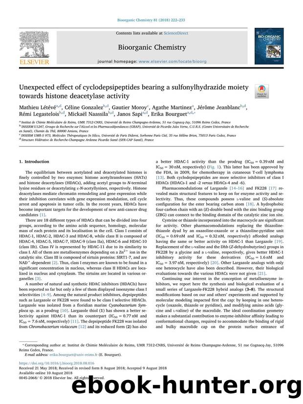 Unexpected effect of cyclodepsipeptides bearing a sulfonylhydrazide moiety towards histone deacetylase activity by unknow