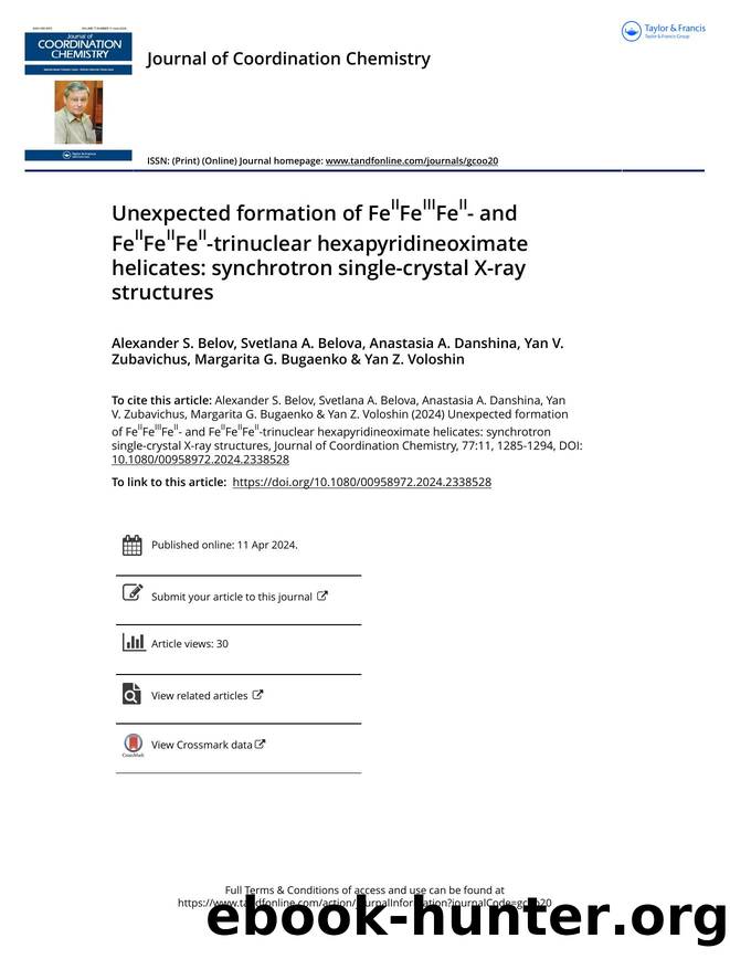 Unexpected formation of FeIIFeIIIFeII- and FeIIFeIIFeII-trinuclear hexapyridineoximate helicates: synchrotron single-crystal X-ray structures by unknow