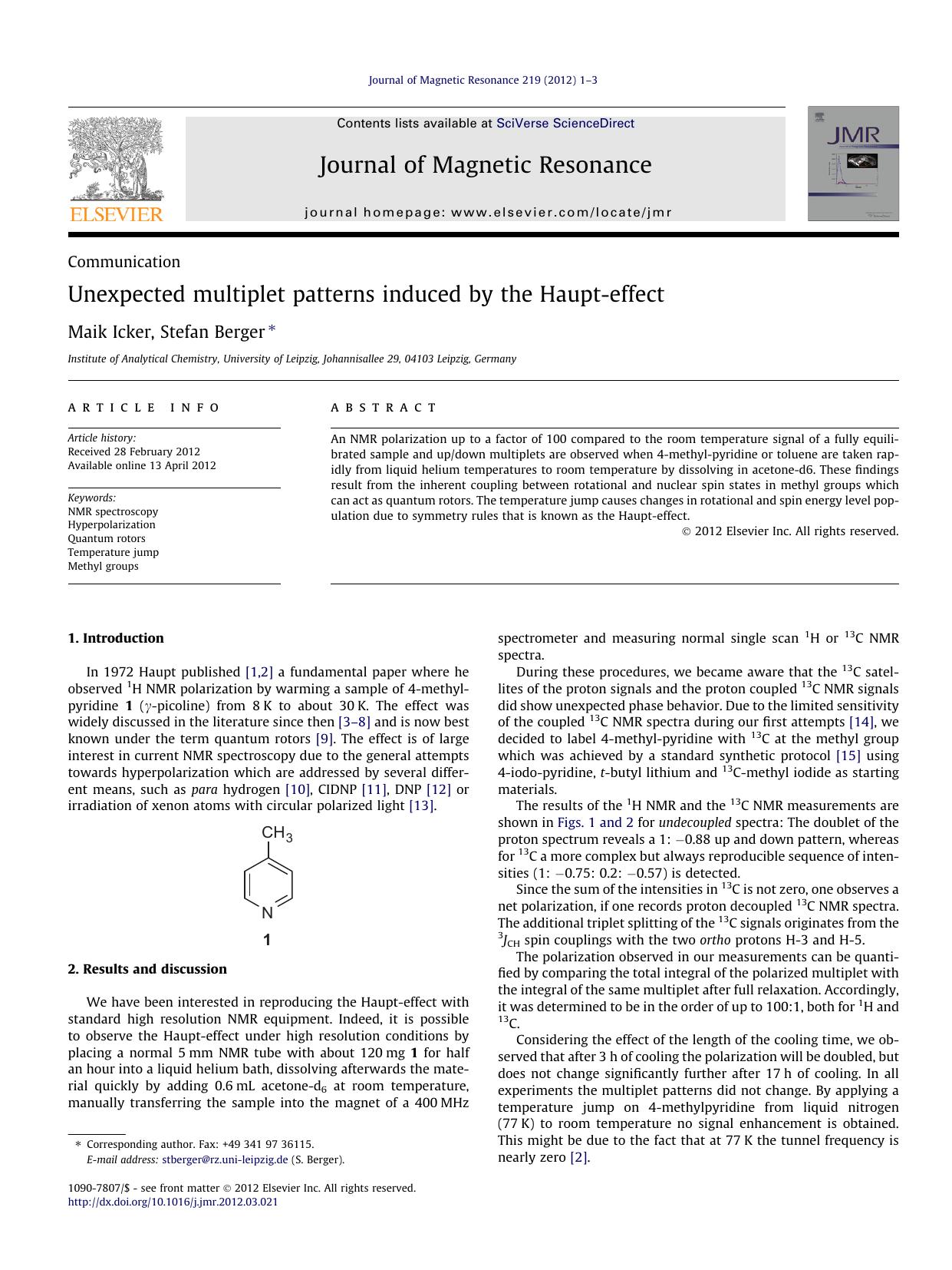 Unexpected multiplet patterns induced by the Haupt-effect by Maik Icker & Stefan Berger