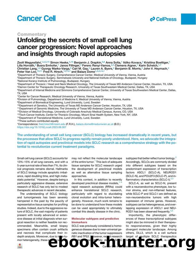 Unfolding the secrets of small cell lung cancer progression: Novel approaches and insights through rapid autopsies by unknow
