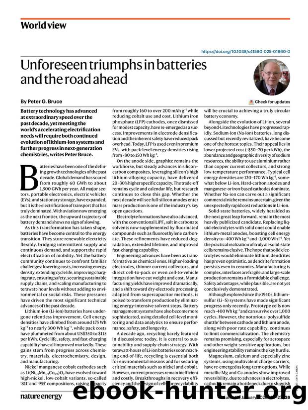 Unforeseen triumphs in batteries and the road ahead by Peter G. Bruce