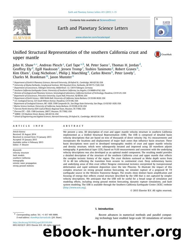 Unified Structural Representation of the southern California crust and upper mantle by unknow