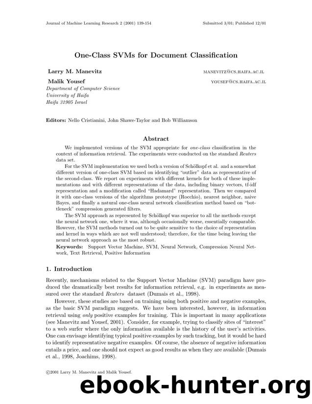 Uniform Object Generation for Optimizing One-class Classifiers Â Â Â Â (Kernel Machines Section) by Unknown