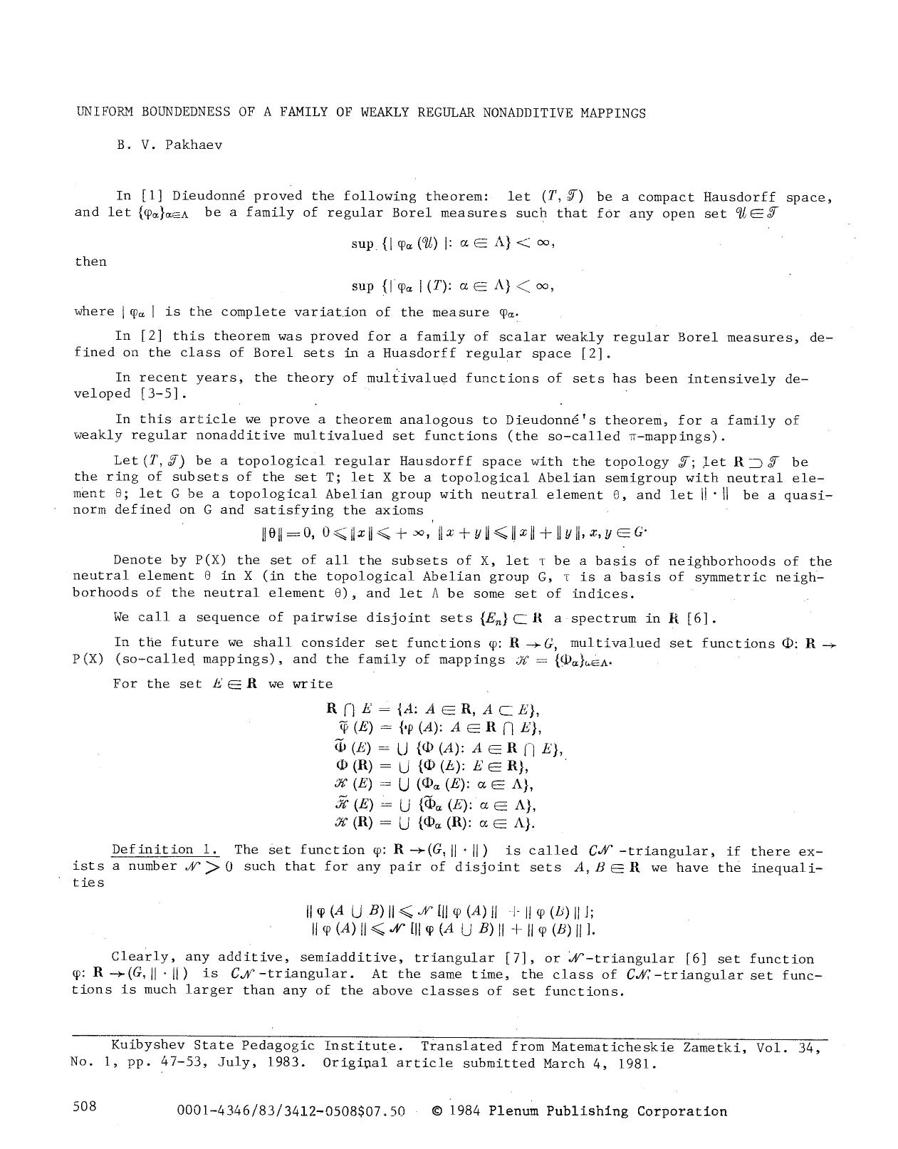Uniform boundedness of a family of weakly regular nonadditive mappings by Unknown