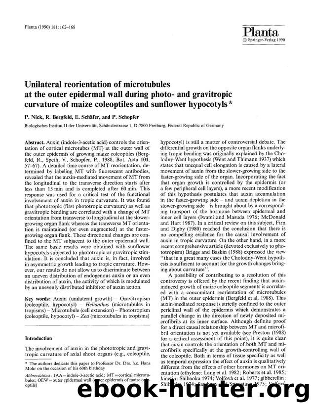 Unilateral reorientation of microtubules at the outer epidermal wall during photo- and gravitropic curvature of maize coleoptiles and sunflower hypocotyls by Unknown