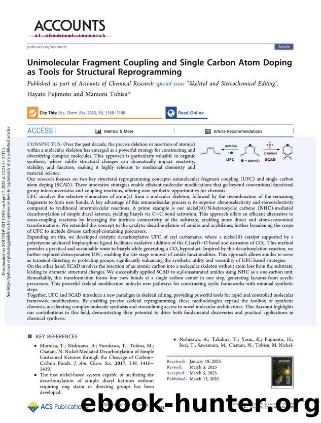 Unimolecular Fragment Coupling and Single Carbon Atom Doping as Tools for Structural Reprogramming by Hayato Fujimoto & Mamoru Tobisu