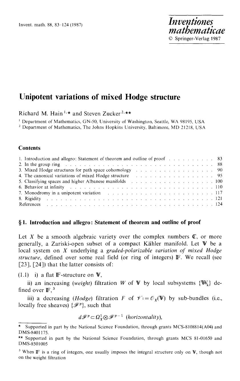 Unipotent variations of mixed Hodge structure by Unknown