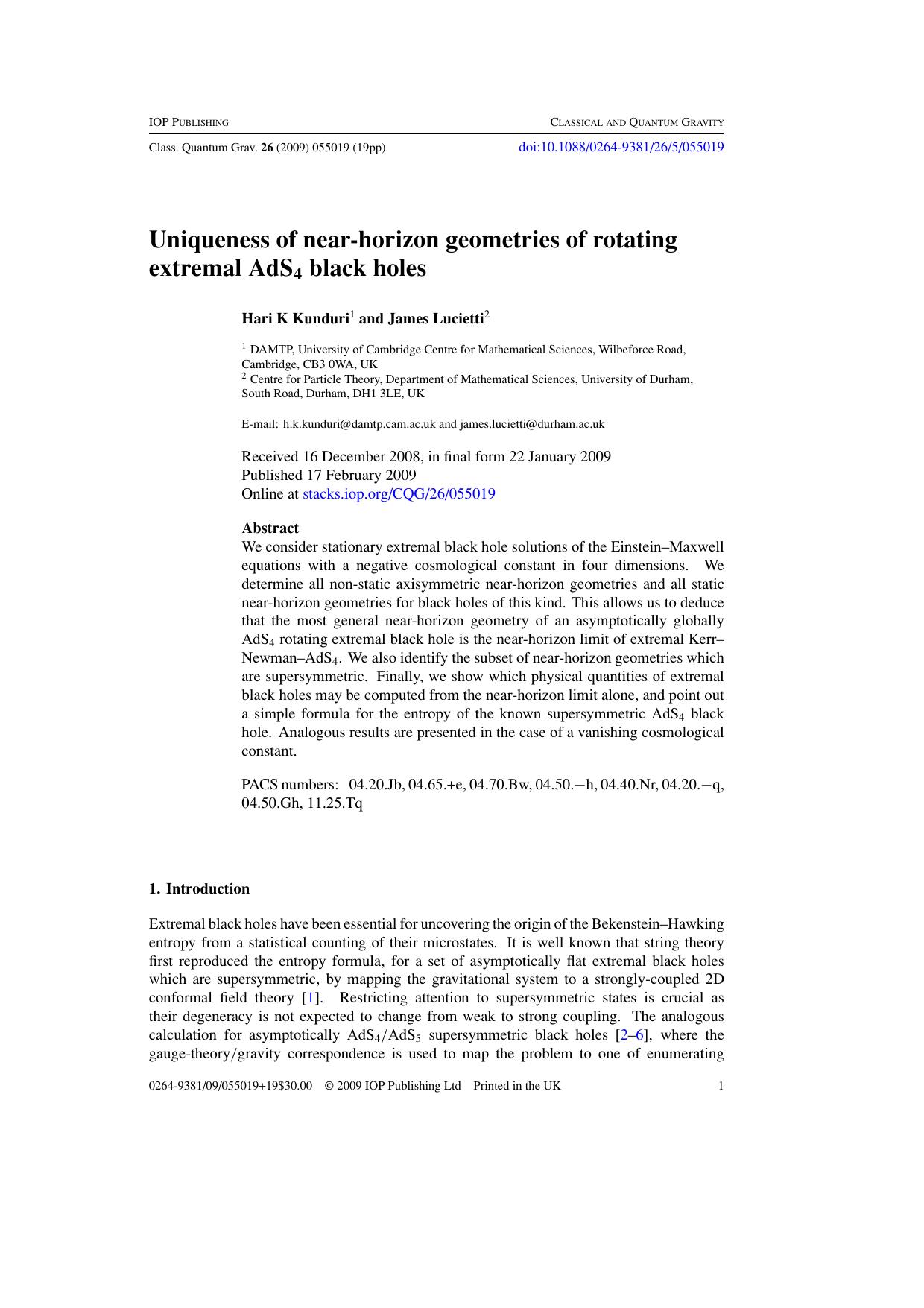 Uniqueness of near-horizon geometries of rotating extremal AdS4 black holes by H K Kunduri and J Lucietti