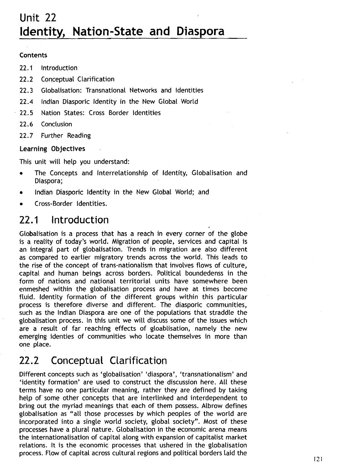 Unit-22 Identity, Nation-State and Diaspora by Unknown