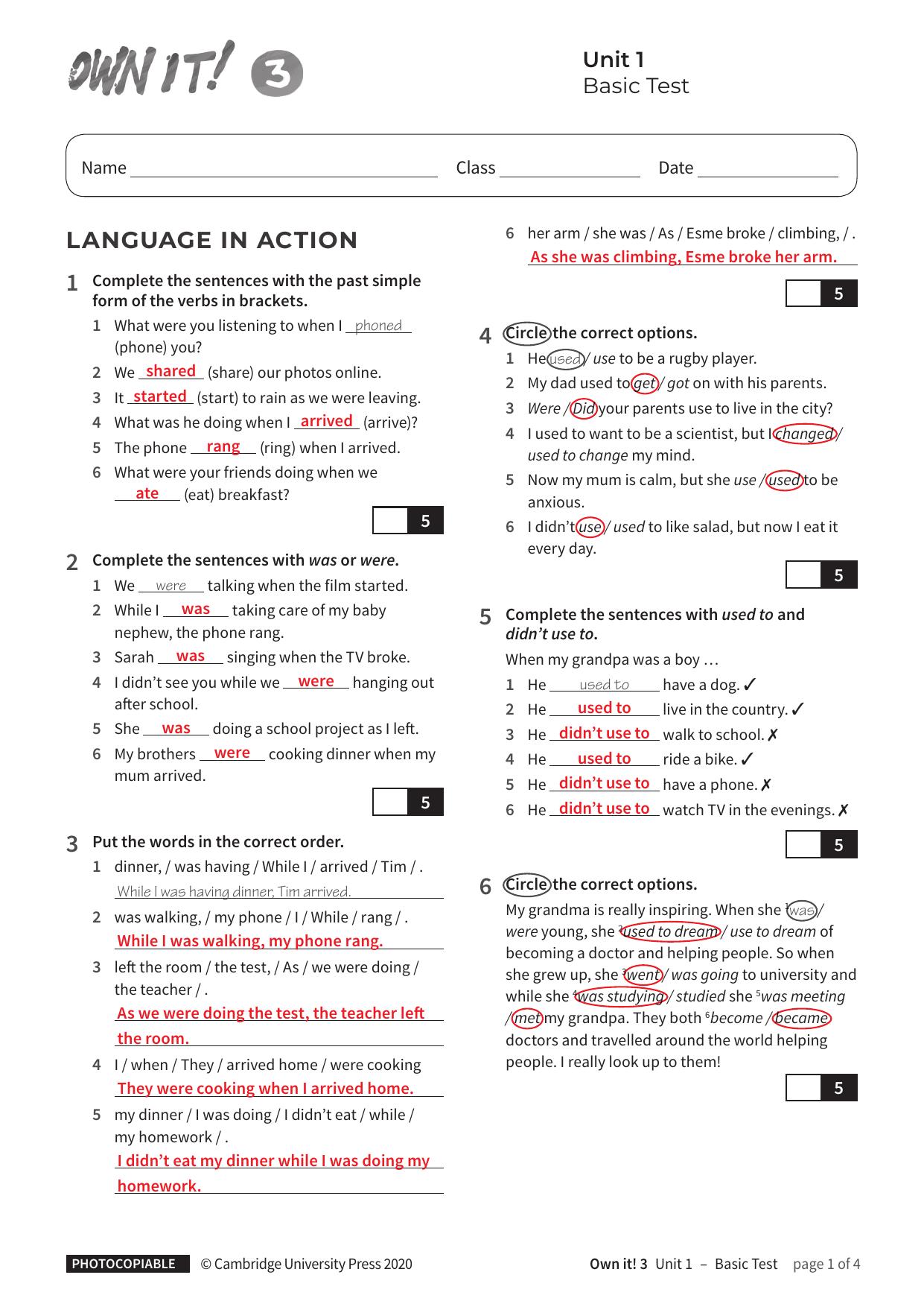 Unit1 Basic Test with answers by Unknown
