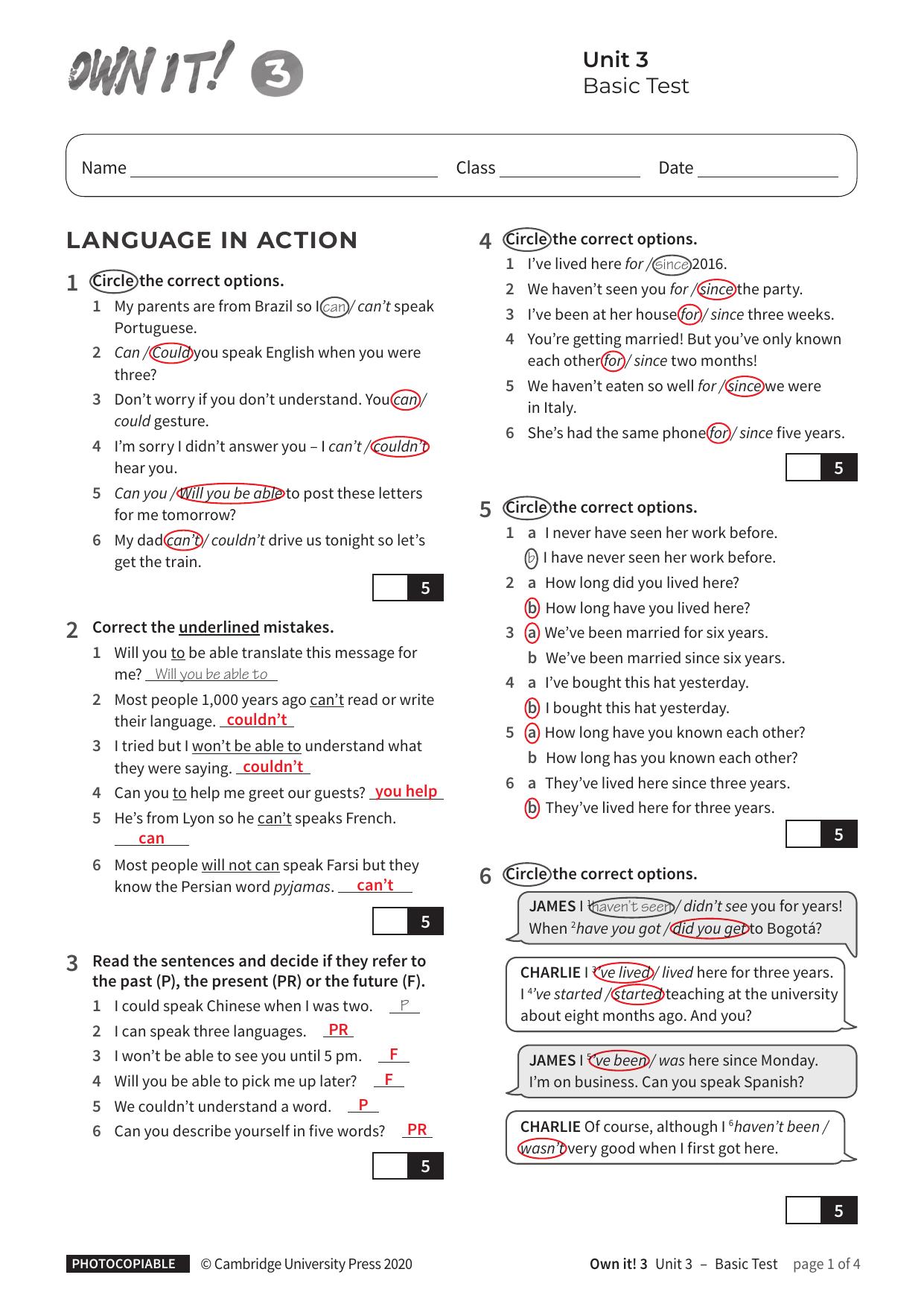 Unit3 Basic Test with answers by Unknown