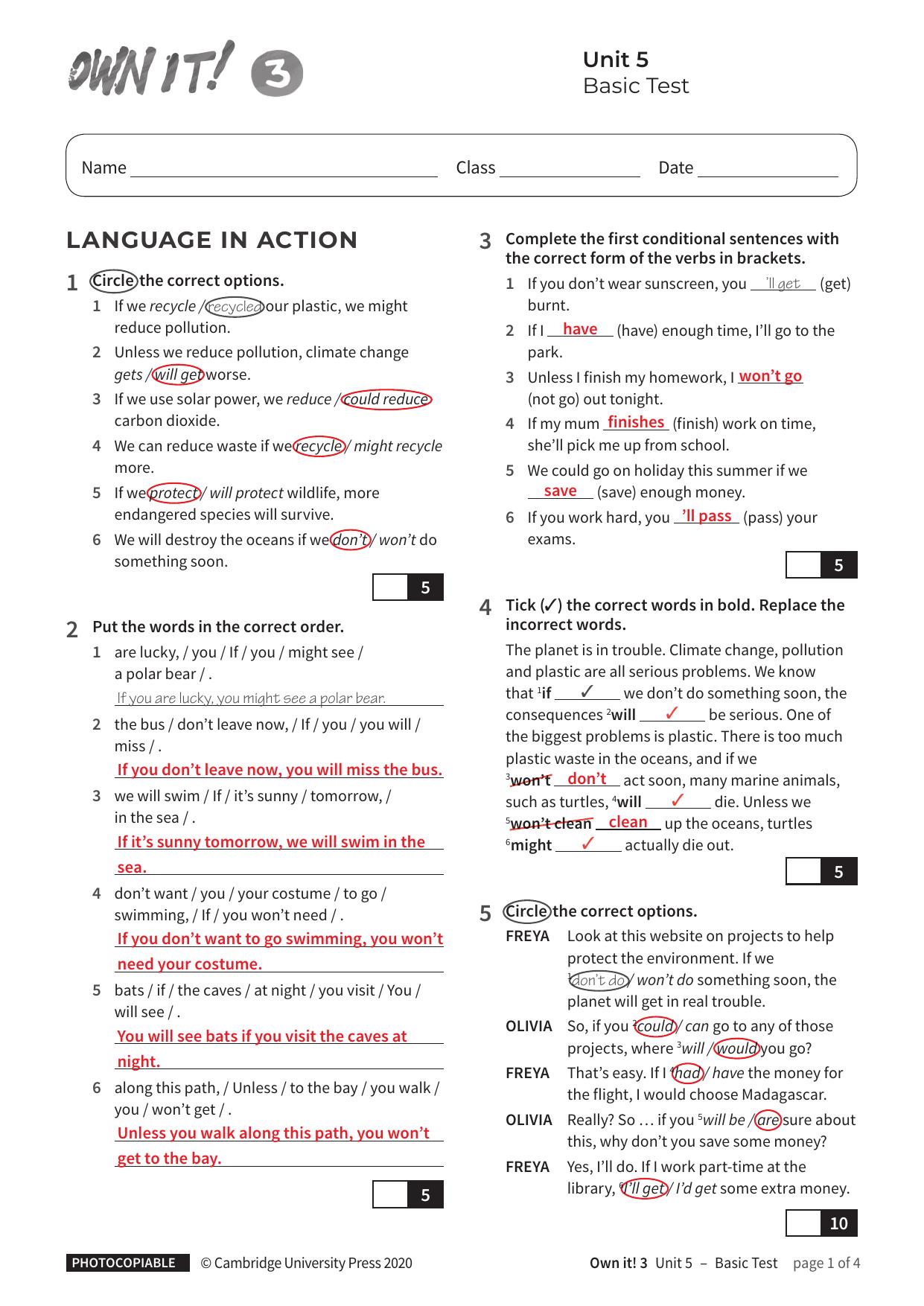 Unit5 Basic Test with answers by Unknown