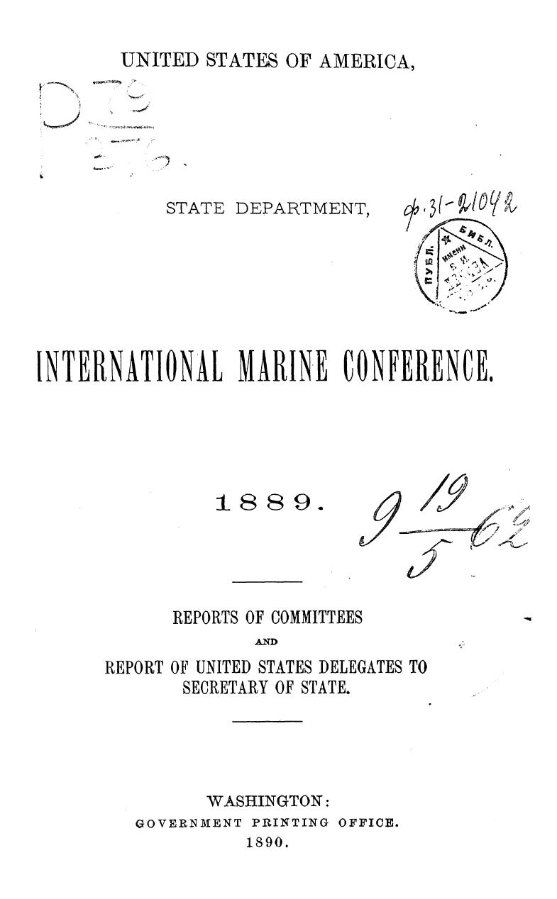United states of america, state department, international marine conference by 1890