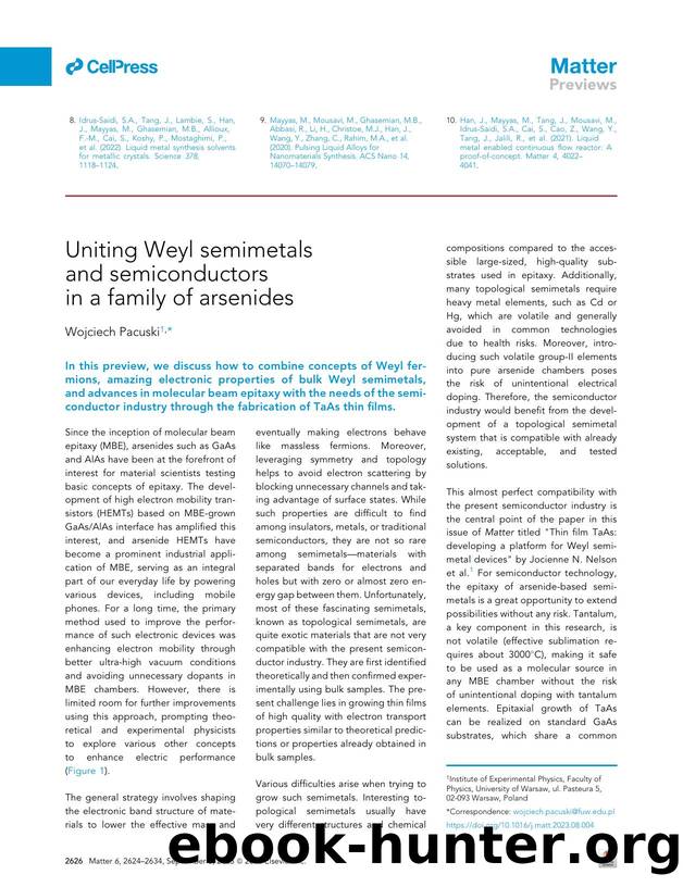 Uniting Weyl semimetals and semiconductors in a family of arsenides by Wojciech Pacuski