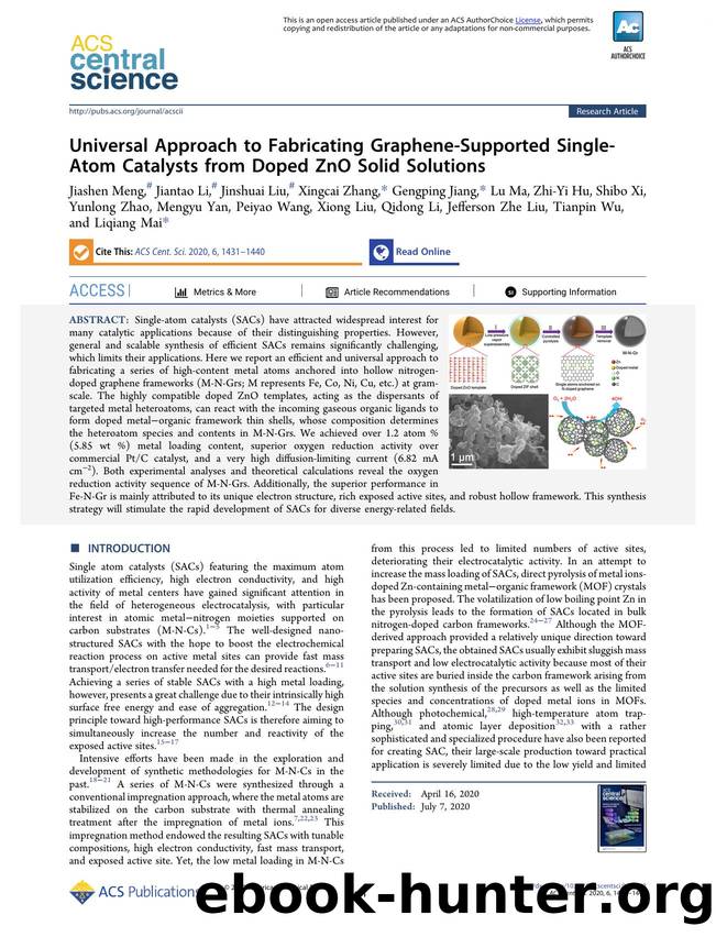 Universal Approach to Fabricating Graphene-Supported Single-Atom Catalysts from Doped ZnO Solid Solutions by unknow