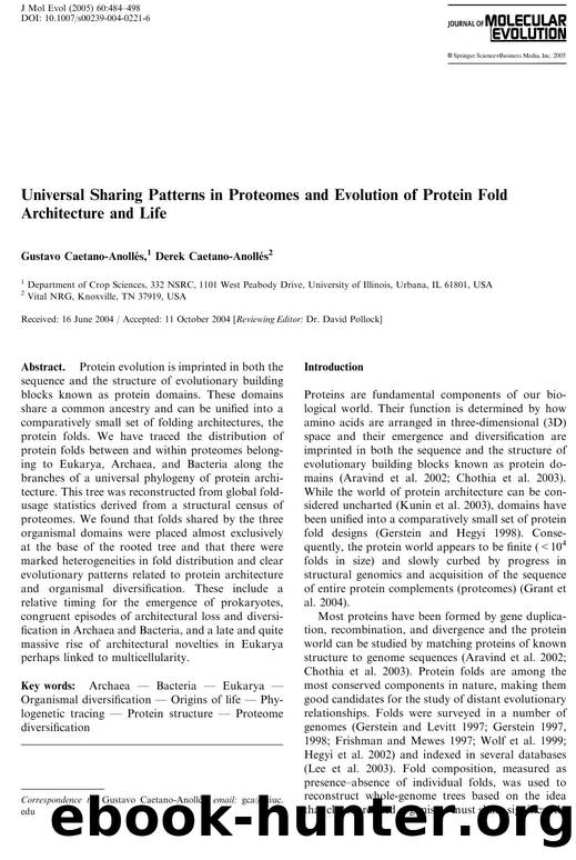 Universal Sharing Patterns in Proteomes and Evolution of Protein Fold Architecture and Life by Caetano-Anolle ´s G. et al